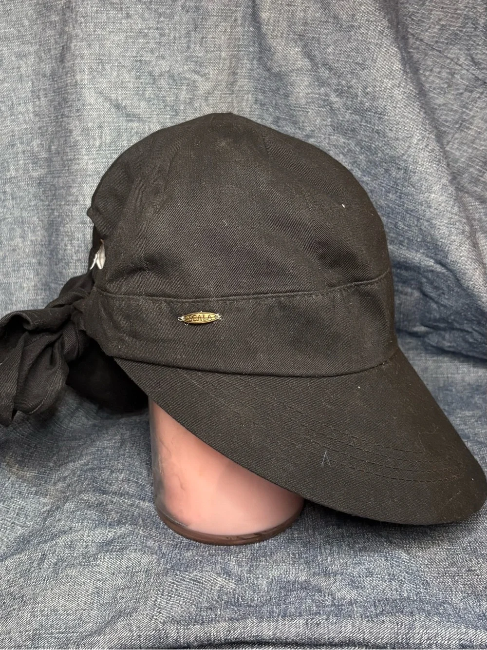 Scala Pronto Women Duck Bill Face Saver Cotton Hats Black Khaki Lot Of 2 O/S